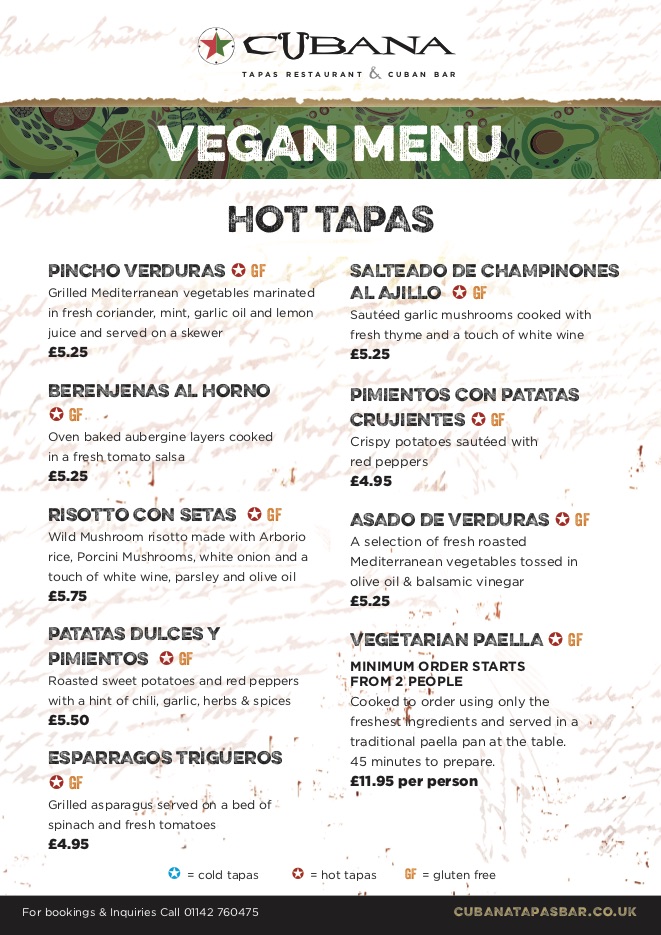 Cubana - Vegan Menu